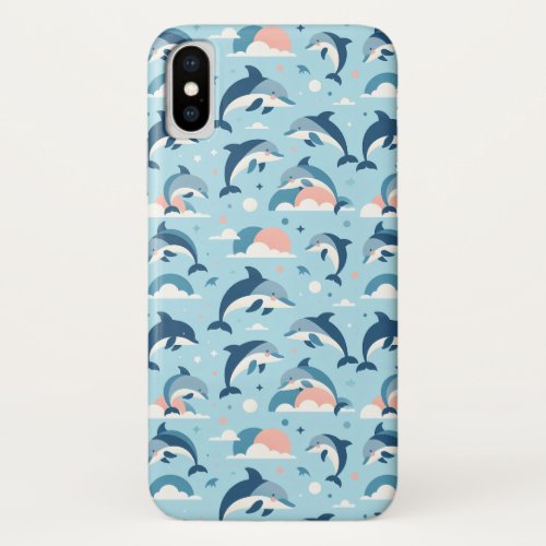 Playful Dolphins Pattern iPhone X Case