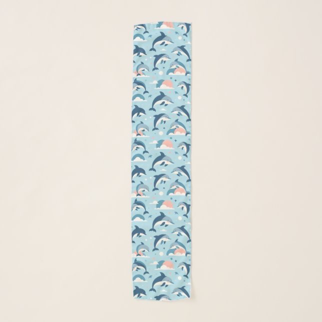 Playful Dolphins Pattern Scarf (Front)
