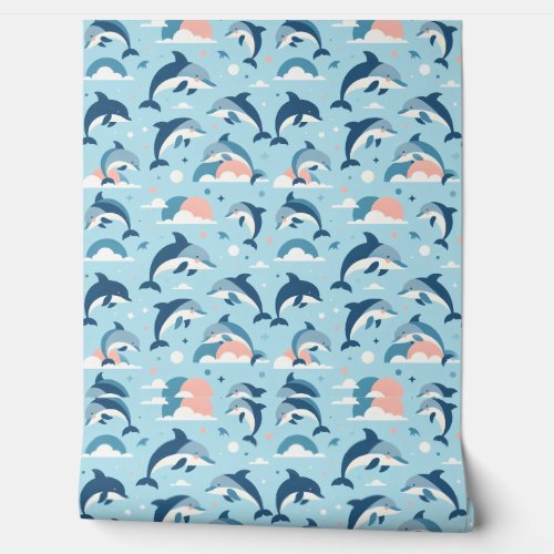 Playful Dolphins Pattern Wallpaper