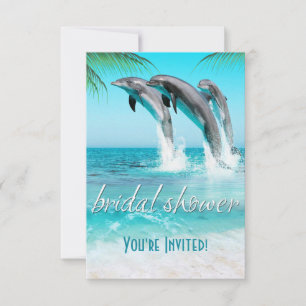 PLAYFUL DOLPHINS TROPICAL OCEAN Bridal Shower Invitation