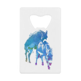Playful Donkeys watercolor Credit Card Bottle Opener