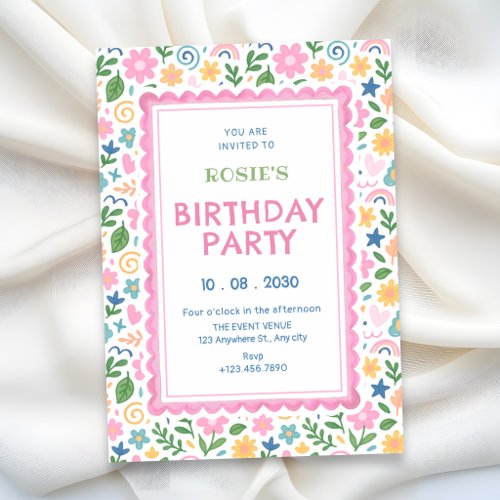 Playful doodle birthday invitation