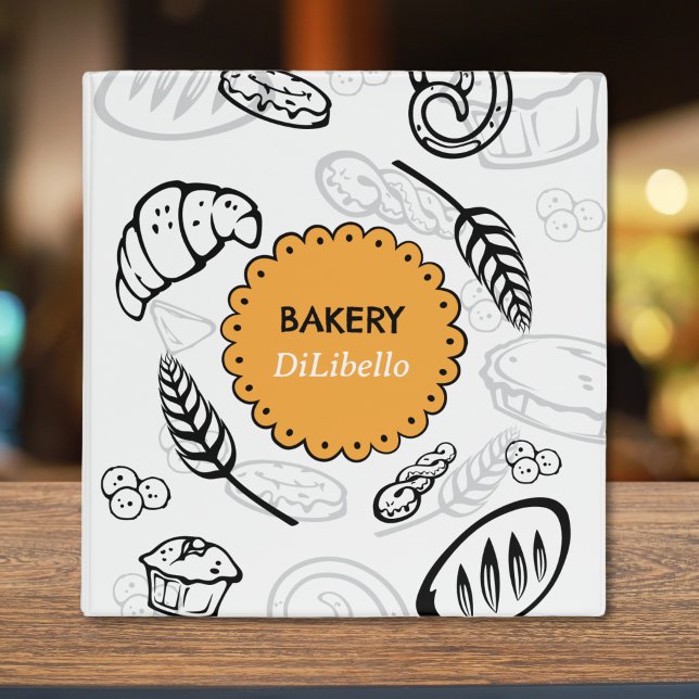 Playful Doodle Bread Illustrations Bakery  3 Ring Binder (Playful Doodle Bread Illustrations Bakery 3 ring binder)