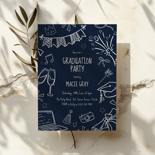 Playful Doodle Graduation Party Invitation (Creator Uploaded)