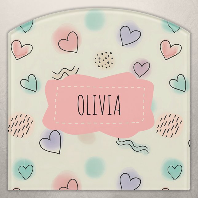 Playful Doodles of Hearts, Dots and Wavy Lines Door Sign (Creator Uploaded)