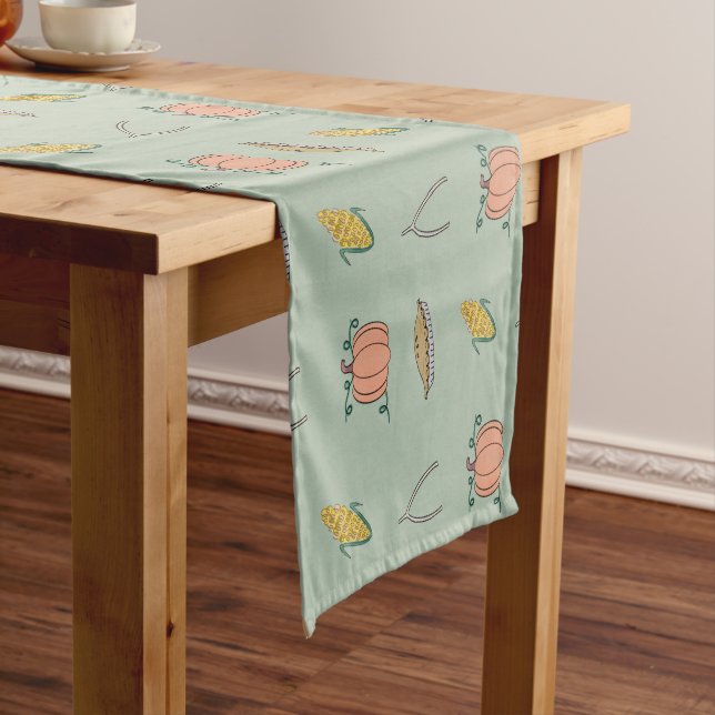 Playful Doodles Thanksgiving Kids Table Short Table Runner (In Situ)