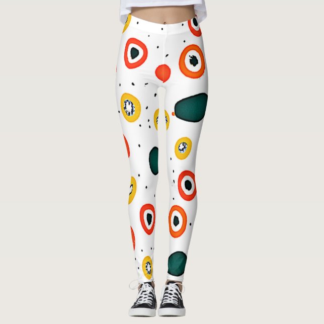 Playful Dot Circle Pattern Leggings (Front)