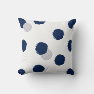 Playful Dots Navy White Throw Pillow