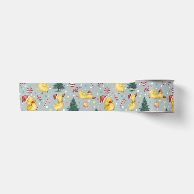 Playful Duckling Christmas, Cute Christmas Satin Ribbon (Front)