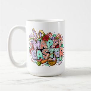 Playful Easter Artwork With Bunny Ears and Florals Coffee Mug
