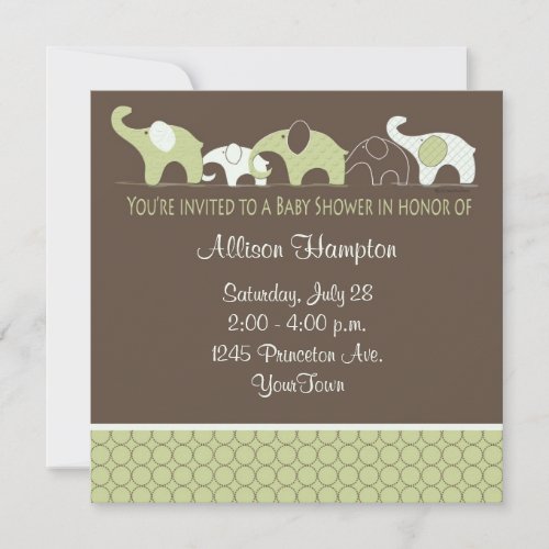 Playful Elephant Baby Shower Invitations