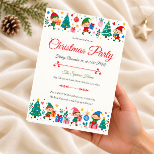 Playful Elf Christmas Party Invitation