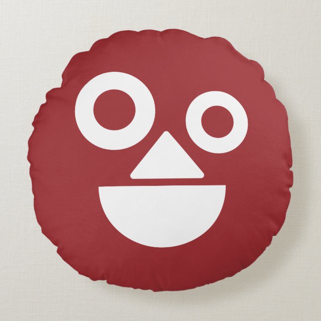 Playful face minimal funny round pillow (Front)