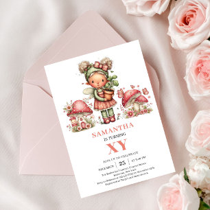 Playful Fairy 2nd Birthday Blush Pink Floral Invitation