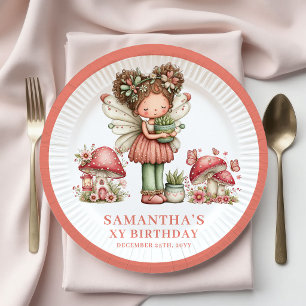 Playful Fairy 3rd Birthday Pastel Pink Floral   Paper Plates