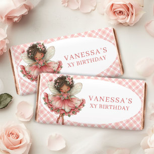 Playful Fairy Girl Blush Floral Birthday Hershey  Bar Favors