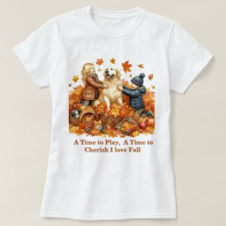 Playful Fall Season Leave and Kids  T-Shirt