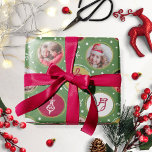 Playful Family Photo Collage Christmas Green Wrapping Paper<br><div class="desc">Playful Family Photo Collage Christmas Red Wrapping Green</div>