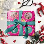 Playful Family Photo Collage Christmas Hot Pink Wrapping Paper<br><div class="desc">Playful Family Photo Collage Christmas Hot Pink Wrapping Paper</div>