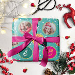 Playful Family Photo Collage Christmas Mint Wrapping Paper<br><div class="desc">Playful Family Photo Collage Christmas Mint Wrapping Paper</div>
