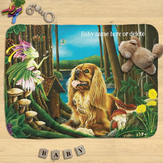 Playful Fantasy Cavalier Spaniel Fairy Sprite Baby Blanket (Creator Uploaded)