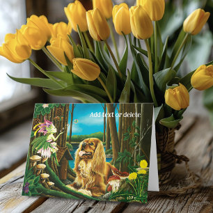 Playful Fantasy Cavalier Spaniel Fairy Sprite Card