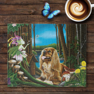 Playful Fantasy Cavalier Spaniel Fairy Sprite Jigsaw Puzzle