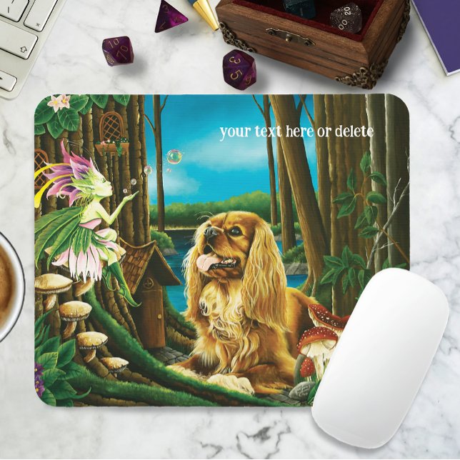 Playful Fantasy Cavalier Spaniel Fairy Sprite Mouse Pad (Creator Uploaded)