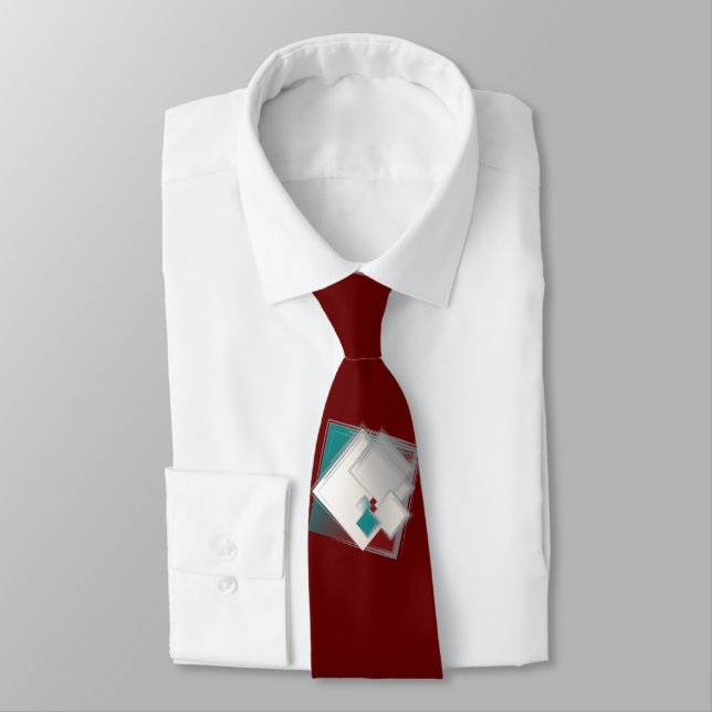 Playful Fibonacci squares Neck Tie (Tied)