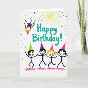 Playful Figures Birthday Card