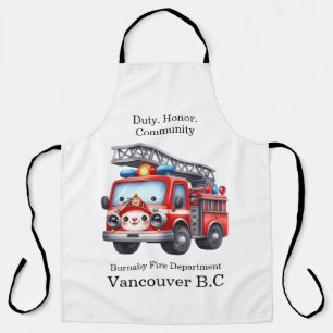 Playful fire truck at sunset apron