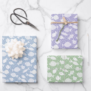 Playful Fish School Doodle S white Gift Wrapping Paper Sheets