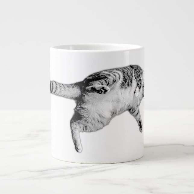 Playful Flip in Black and White Giant Coffee Mug (Front)
