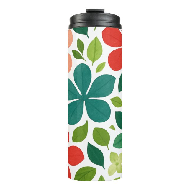 Playful Floral Foliage Pattern Thermal Tumbler (Front)