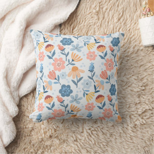 Playful Floral Pattern Throw Pillow