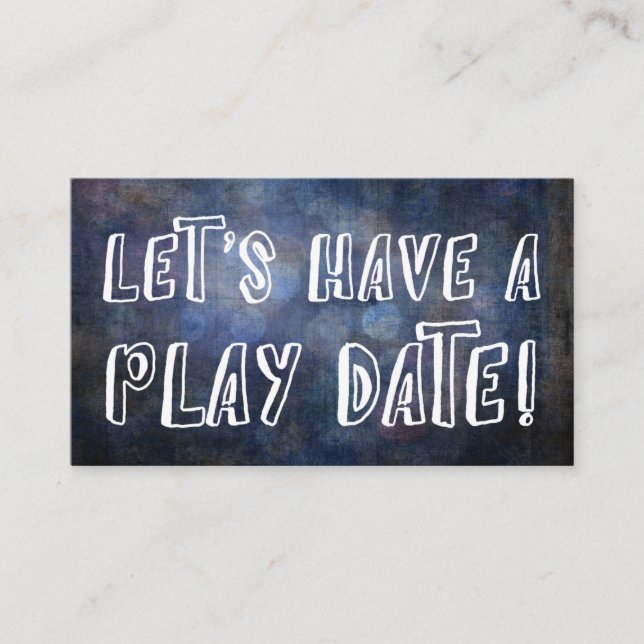 Playful Font Dark Blue Grunge Mommy Play Date Card (Front)