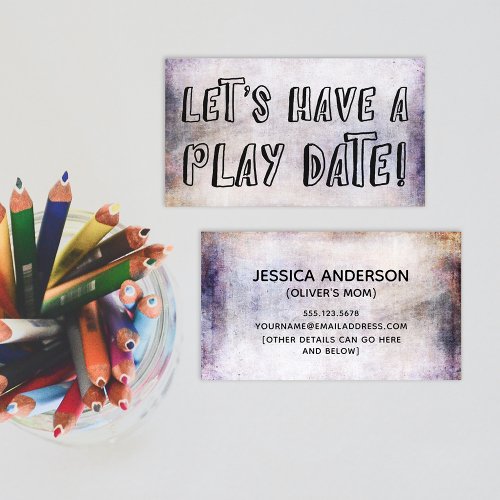Playful Font Earthy Grunge Mommy Play Date Card