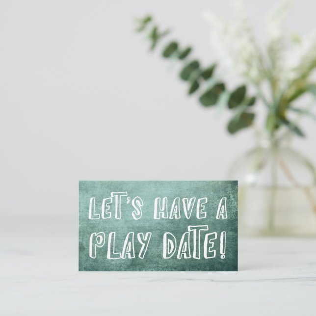 Playful Font, Green Grunge Mommy Play Date Card (Standing Front)