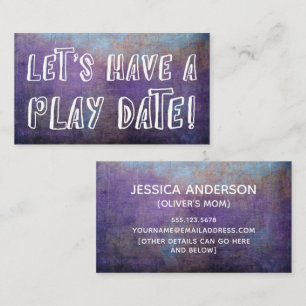 Playful Font, Purple Blue Mommy Play Date Card