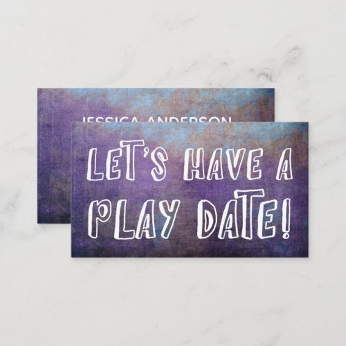 Playful Font Purple Blue Mommy Play Date Card