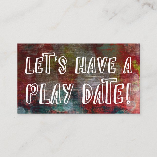 Playful Font Red Grunge Mommy Play Date Card (Front)