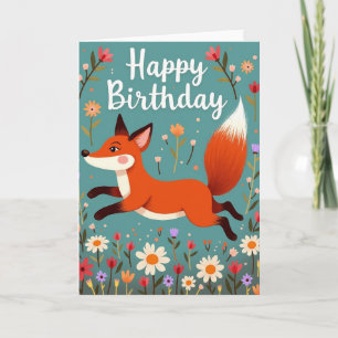Playful Fox Birthday Card