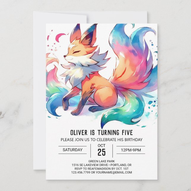 Playful Fox Birthday Invitation (Front)