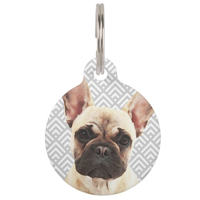 Playful French Bulldog Pet ID Tag (Front)