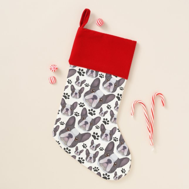 Playful Frenchie French Bulldog Pet Puppy Dog Christmas Stocking (Front)