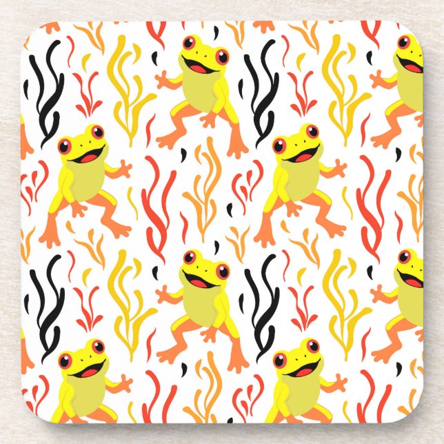 Playful Frogs Beverage Coaster (Front)