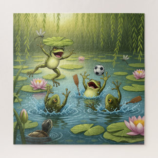 Playful Frogs Pond Party – 676 Piece Jigsaw Puzzle