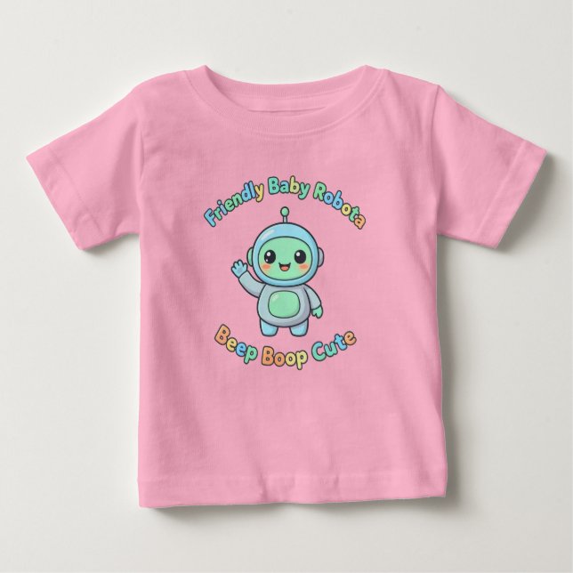 Playful Fun Cotton Robot Baby T-Shirt (Front)