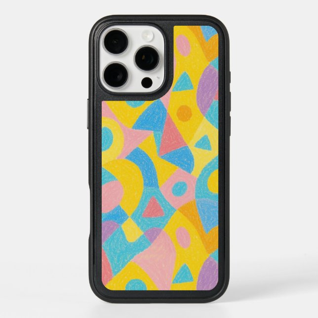 Playful Funky Amorphous Shapes Crayon Art Pattern Otterbox iPhone Case (Back)