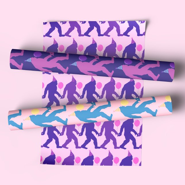 Playful & Funny Bright Colorful Birthday Bigfoot  Wrapping Paper Sheets (Creator Uploaded)